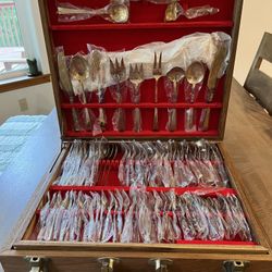 Vintage 142 Piece Nickel Bronze Flatware