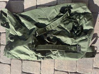 US Army Duffle Duffel Bag Green Nylon, Top Load, 90's