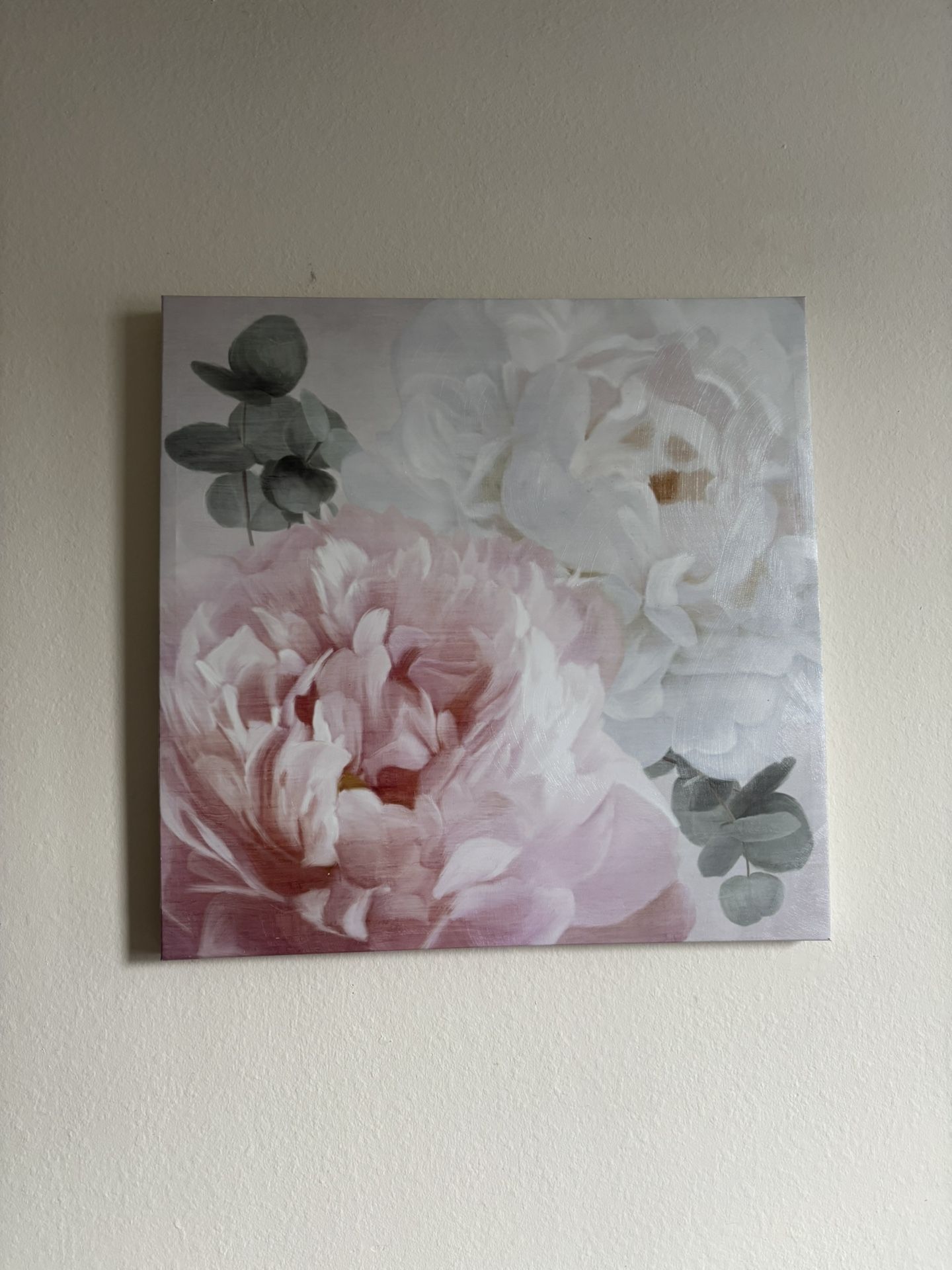 Blush Pink & White Flower, Eucalyptus Painting
