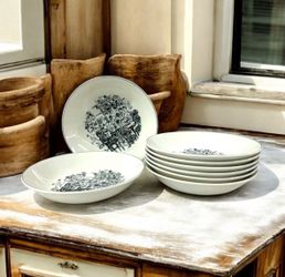 Mikasa Ultima+ Parisian Scenes HK114 Susan Steinberg 8 Coupe Soup Bowls
