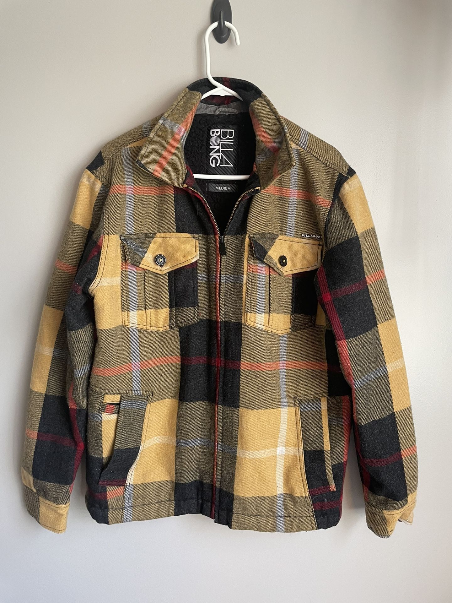 Billabong Men’s Size Medium Barlow Plaid Sherpa Jacket
