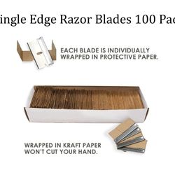 Industrial Razor Blades Single Edge , Heavy Duty Straight Edge Razors, Box  100 