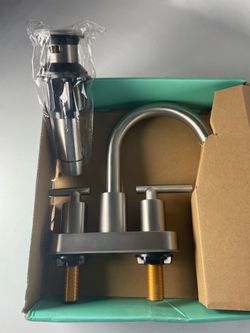 Forious 4-Inch Centerset Bathroom Faucet - Brushed Nickel w/ Pop-up Drain - NEW