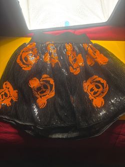 Disney Parks Girls Pumpkin Mickey Sequin Skirt Size 3