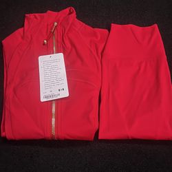 Lululemon Red Set Jacket & Leggings Size 4