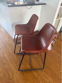 CB2 Leather Roadhouse Chairs (Set of 2)