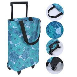 Small Collapsible Shopping Cart,Shopping Cart With Wheels,Folding Portable Waterproof Rolling Bag,Trolley Tote Stair Climbing For Traveling,Gift For W