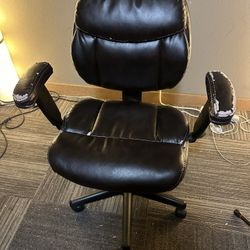 Brown Leather Chair With Tears For Desk Or Office 