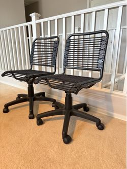 Set of 2 Euro Style Bungee Black Office Chairs LIKE NEW