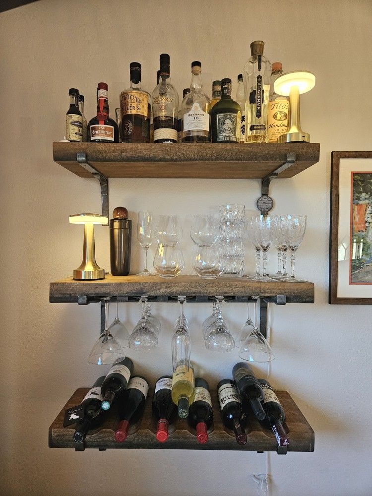 3 Floating Shelves, Wine Rack
