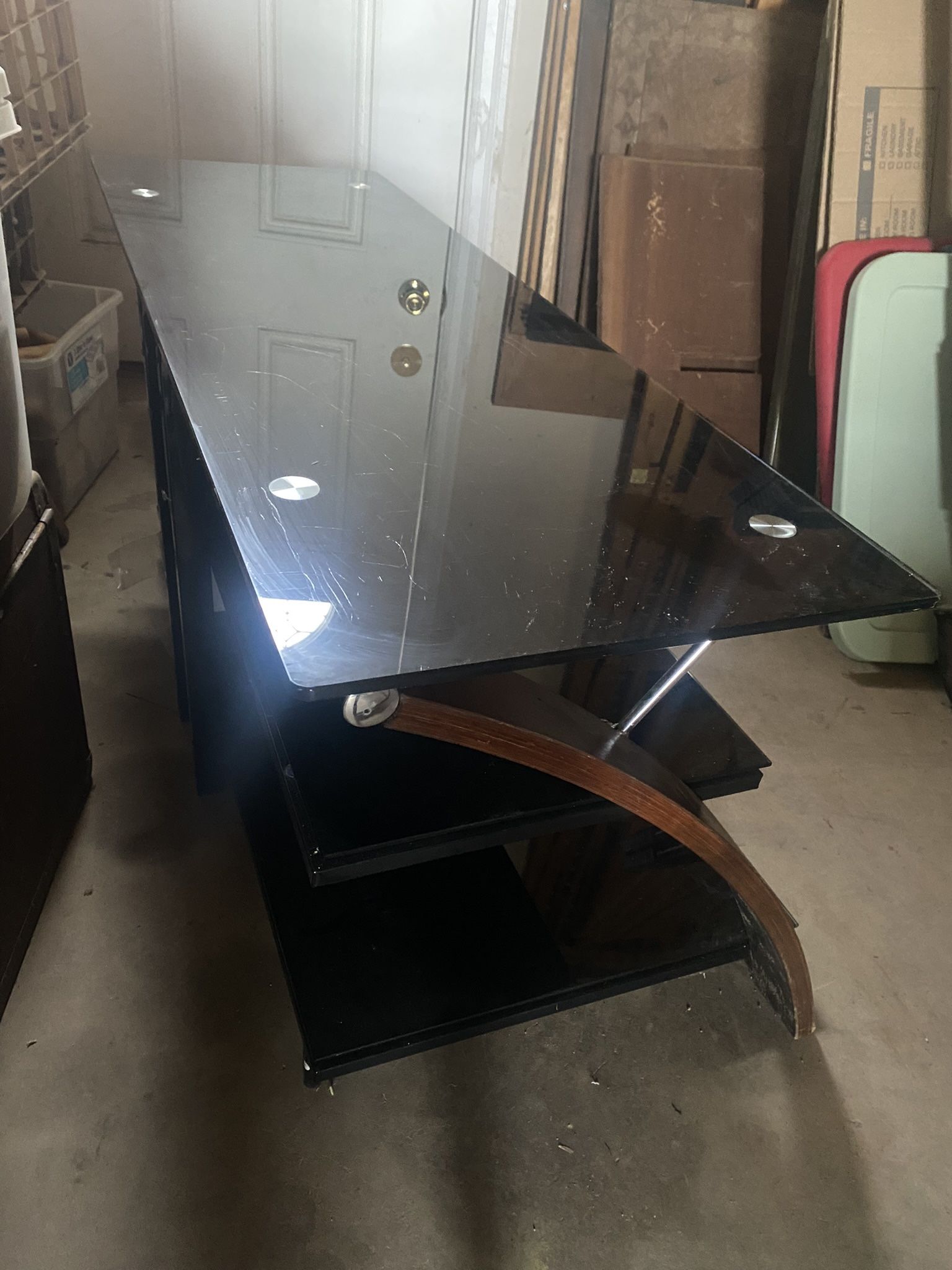 Black Glass TV Stand