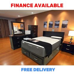 🔥 QUEEN  BED FRAME SOLID WOOD DEAL! / ¡OFERTA EN CAMA QUEEN Only $ 699 ➕ Add  Mattress $199,  Bedroom Sets available 🚚 FREE DELIVERY / ITEM# JUNIOR