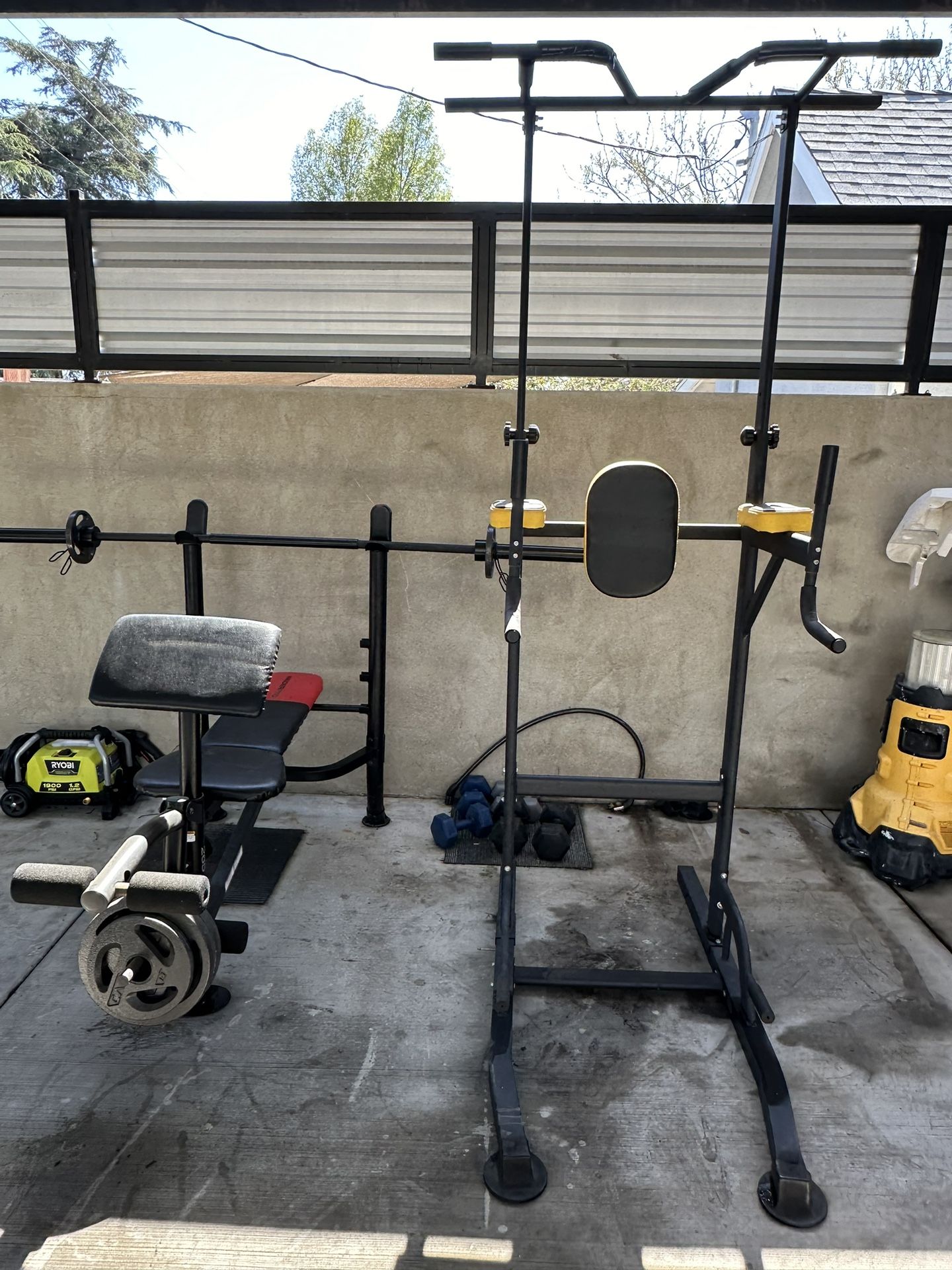 Bench Press with Weights & Power Tower