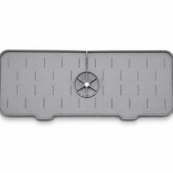 Silicone Faucet Sink Mat Grey Splash Guard Drain Pad (New)