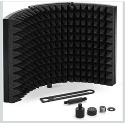Microphone Isolation Shield, Studio Mic Sound Absorbing Foam Reflector for Any Condenser Microphone Recording Equipment Studio, Black