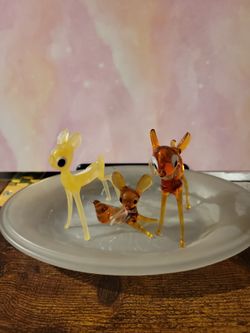 Vintage MCM Handblown Glass Bambi Deers Set of 3 (Marilou)