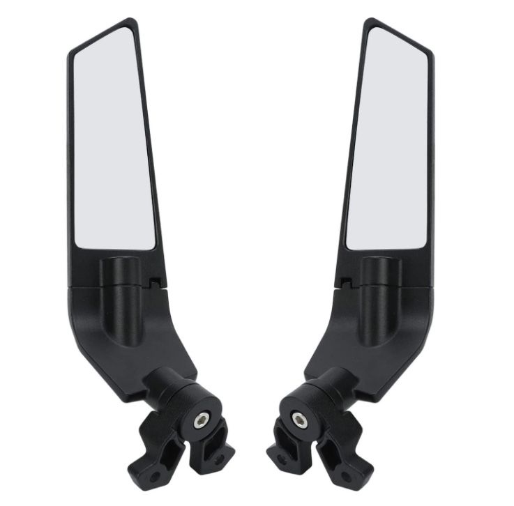 Motorcycle Mirrors, Wing Rearview Mirrors, 360 Degree Adjustable Rotation, Black