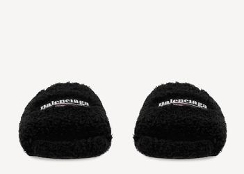 Balenciaga Black Furry Slides