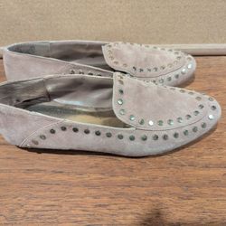 Suede Soft Pink Shoes With Flat Studs Women's 7.5