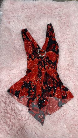Red Floral Rhinestone Mini Dress (small)