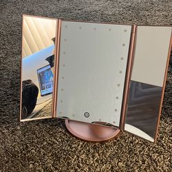 Rose Gold LED Lights Makeup Mirror