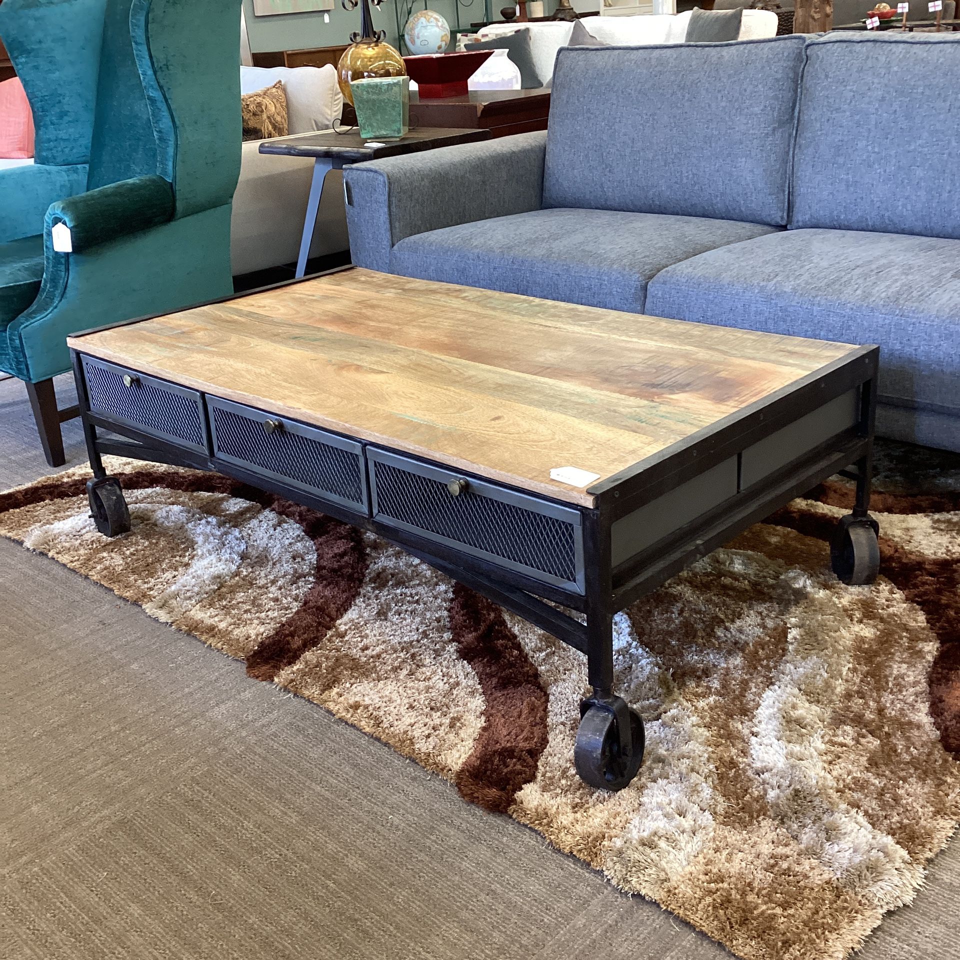 Industrial Wheeled Coffee Table