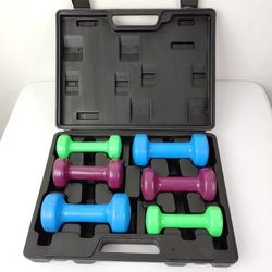 Coated Dumbbells With Carrying Case. 