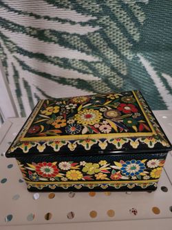 Vintage, 1960's Embossed Enamel Tin  Box