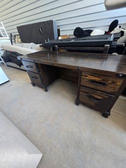 Solid Wood Executive Desk with Drawers