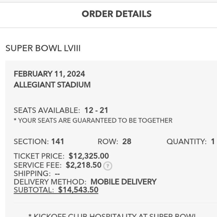 Selling My Super Bowl Ticket