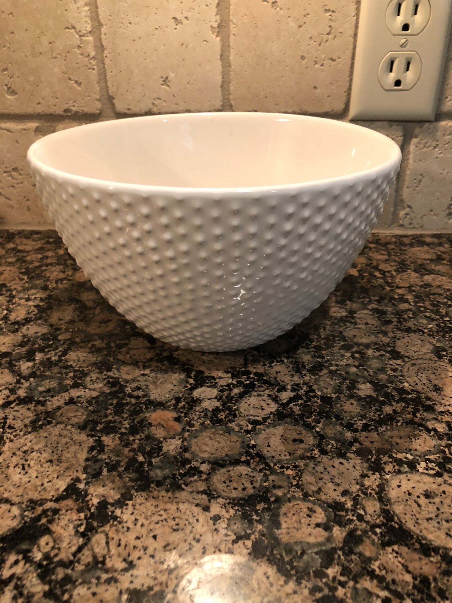 Primagera Ceramic Serving Mixing Bowl w/ White Hobnail Pin Dots | Made in Portugal (8 Inches x 4.5 inches, White)