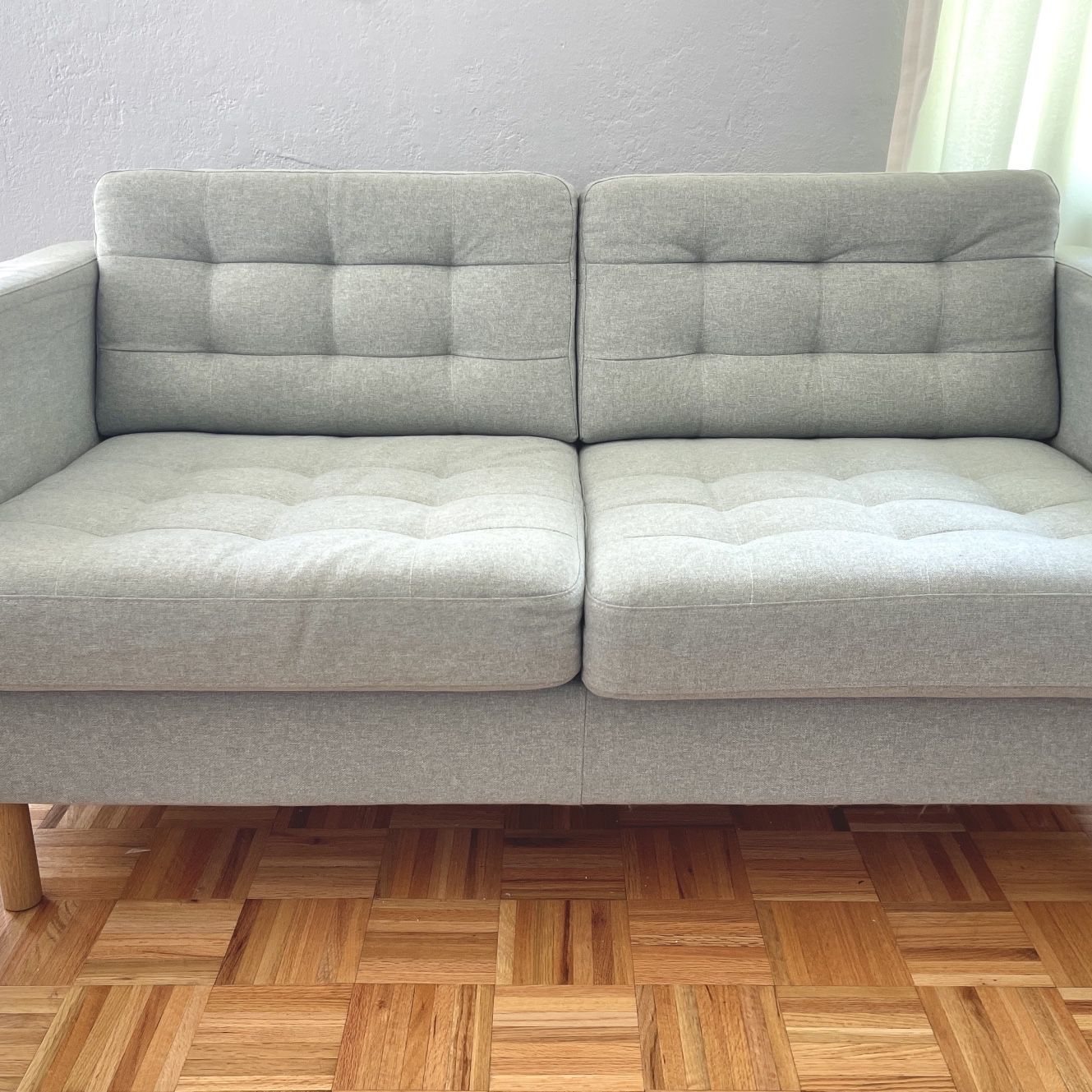 Ikea Sofa (Light Green/ Wood)