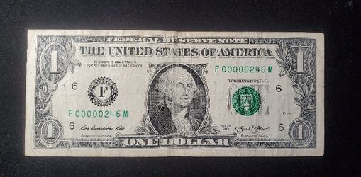 Dollar Bill Low Serial Number 
