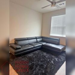2- Pieces Black faux Leather Sectional sofa set