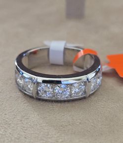 Silver Band With Moissanite Ring