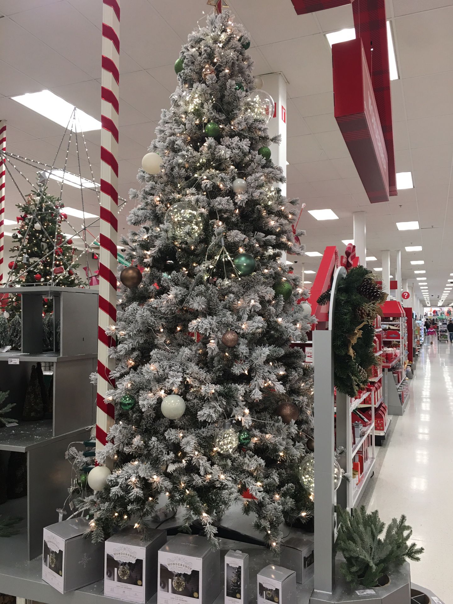 Artificial Christmas Tree- 9’ Height WONDERSHOP Flocked Douglas Fir Lit Tree