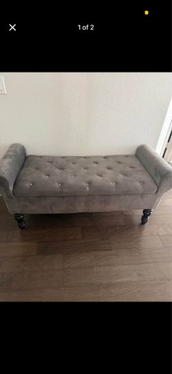 Gray storage bench
