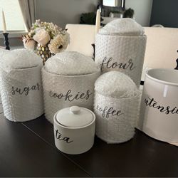 White kitchen canister set