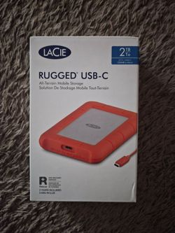 NEW Sealed LaCie Rugged USB-C 2TB External Hard Drive