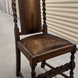 Western Side Chair, Upholstered In Cowhide 
