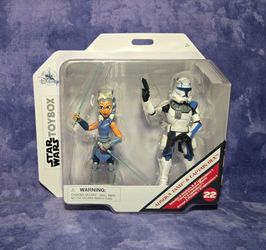 Star Wars Toybox Ahsoka Tano & Captain Rex Action Figure Set NOC Disney Store Exclusive