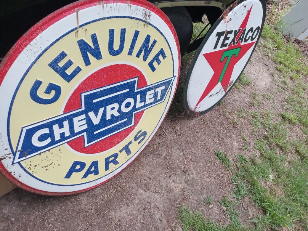 Large Corvette Or Chevy Geniune Parts Metal Signs.