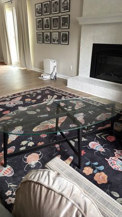 Black metal glass coffee table