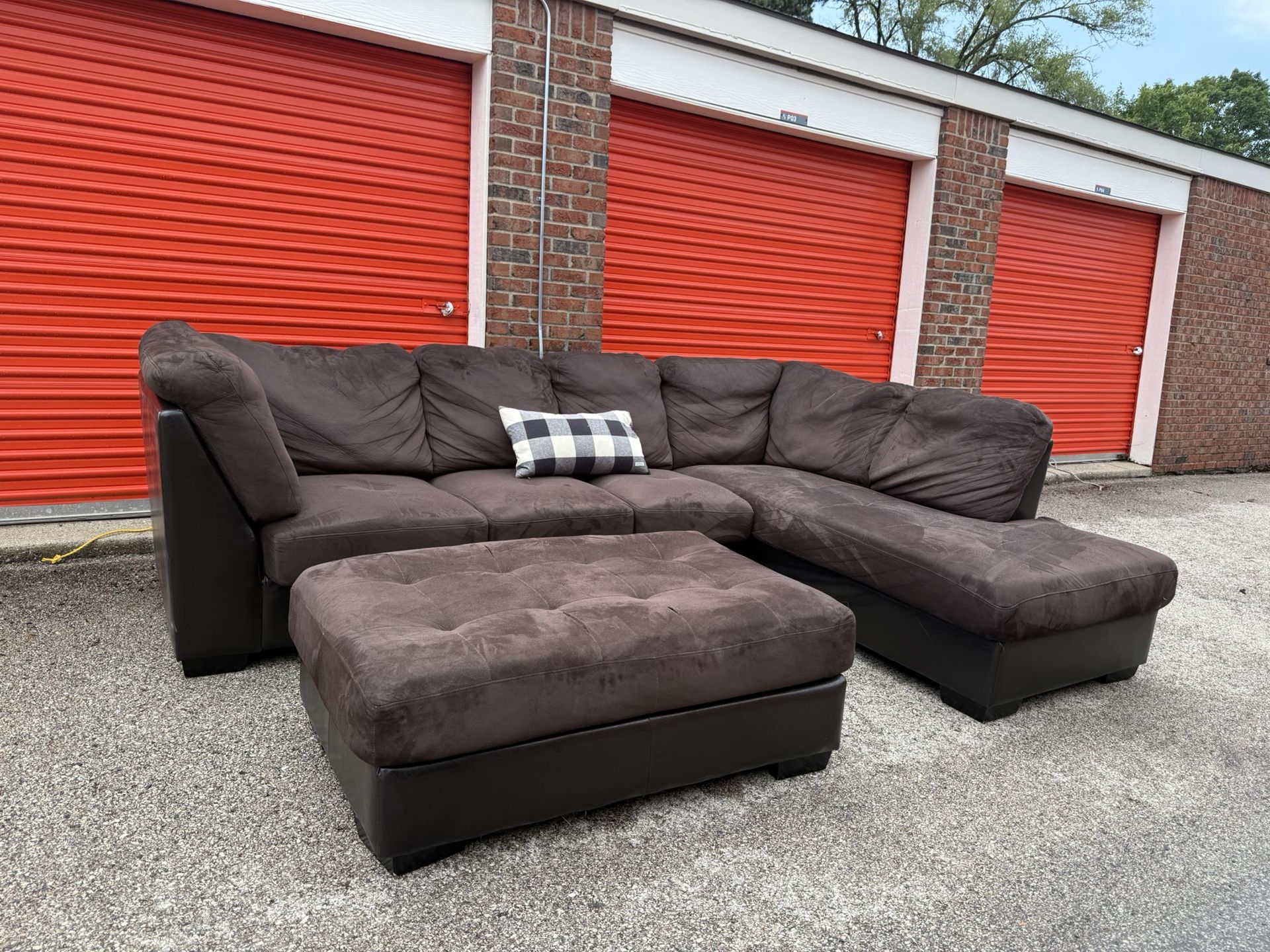 Two-Piece Brown Sectional with Chaise Lounge on Right-Hand Side! ***Free CurbSide Delivery***