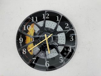 Universal 12” Glass Wall Clock Porsche Brake Caliper Style