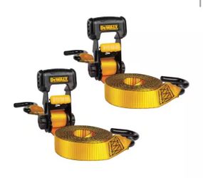 DEWALT 1.25 in. x 16 ft. Ratchet Tie-Down Straps 3000 lbs. Break Strength (2-Pack) @Dw-210
