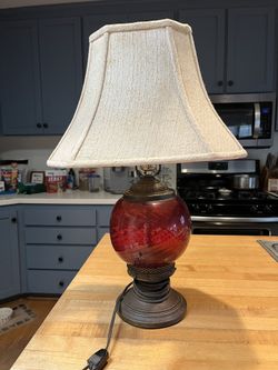 Gorgeous Antique Red Glass Lamp