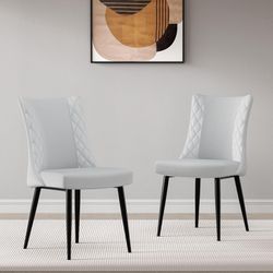 Kitchen & Dining Room Chairs, Faux Leather Gray Dining Chair, Modern Kitchen Chairs Set of 2, Grey