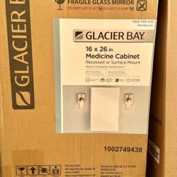 Glacier Bay 16 in. W x 26 in. H Rectangular Wood Composite Medicine Cabinet with Mirror
