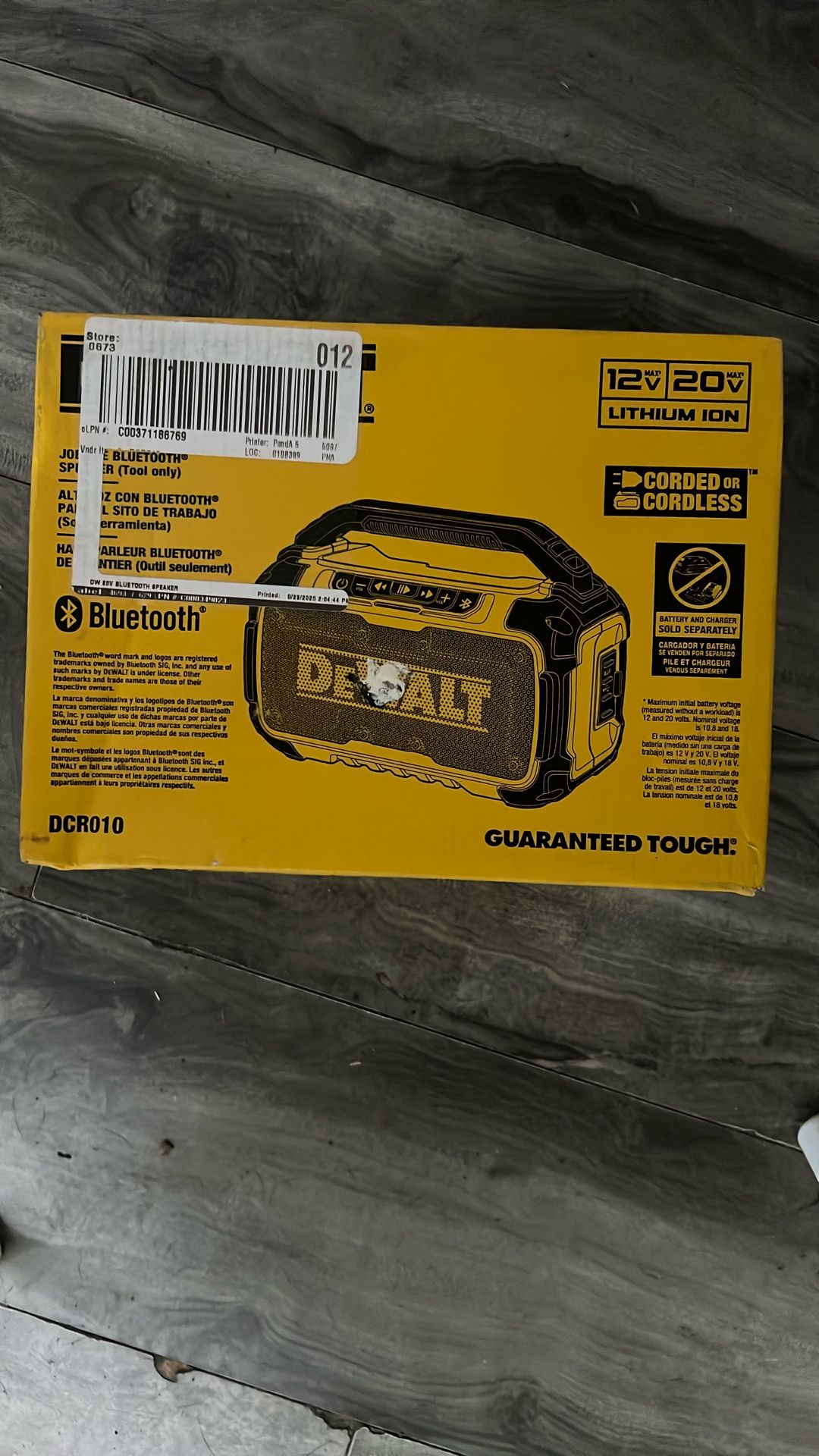 Jobsite  Bluetooth Speaker Dewalt